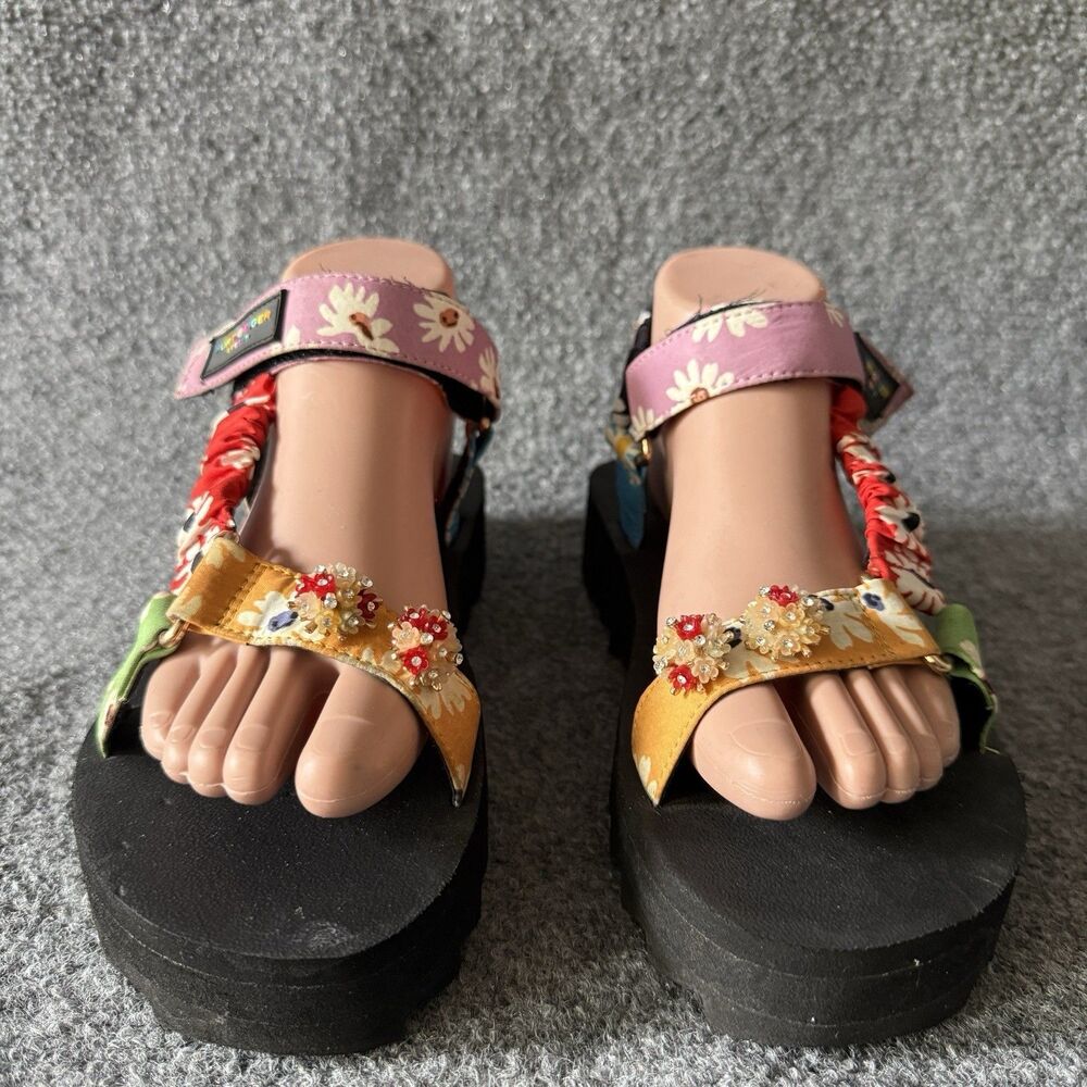 Kurt Geiger London Orion Beaded Floral Strappy Platform Sandals Women’s 5